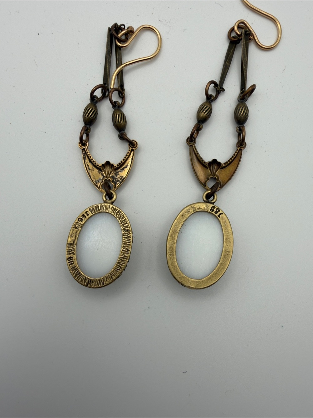 Mark Edge - Gold-Tone Drop Earrings with White Cabochon Accent - Picture 4 of 4